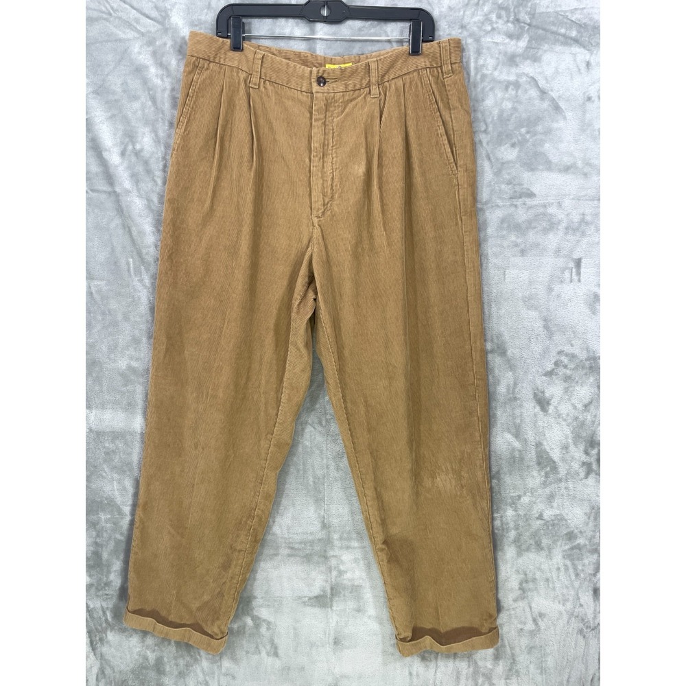 Duck Head  Mens 36x32 Corduroy Pants  Camel Brown 100% Cotton Pleated